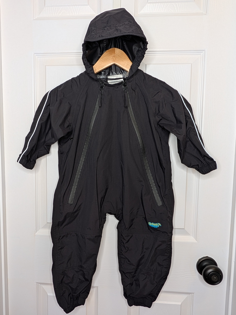 Splashy Toddler Black One-Piece Rain Suit Jumpsuit Mud Coveralls Kids Size 2